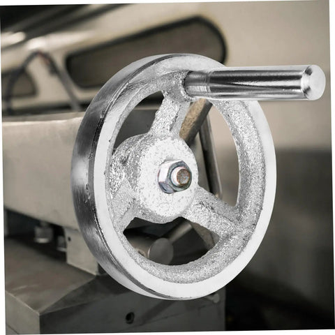 Silver Crank Handle Handwheel for Lathe Carbon Steel Revolving Knob Edge Design on industrial machine