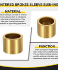 12Pcs Sleeve Bearings Self Lubricating Sintered Bronze Bushings, 10mm Bore, 12mm OD, high-temp tolerance highlighted
