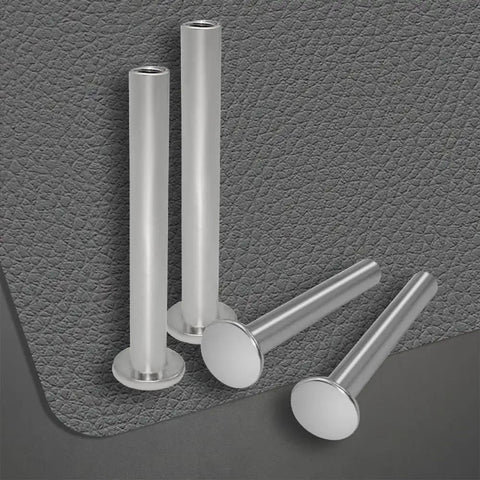 Top Drawer Nickel Plated Chicago Binding Screw Kit holding 230 pieces of assorted post extenders with Phillips heads on gray background.