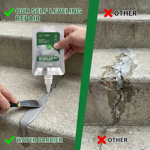 Heavy Duty Concrete Crack Filler With Slick Hydrocarbon Guard And Deep Penetrating Base Seal for auto shop floors, repairing concrete steps.
