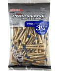 ProLength Plus Golf Tees 3 1/4 Inch, 75 Count Bag, Blue On Natural, Natural Hardwood, Color Bar Length Indicator in package