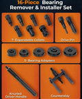 2 In 1 Blind Hole Bearing Puller And Bearing Press Kit For Bicycle And Motorcycle, Beefed Up Pro Grade 16 Piece Set Components