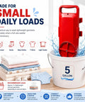 Portable 5 Gallon Mini Clothes Washer With Digital Timer And Quick Turn Spin Action handles socks, underwear, and baby gear.