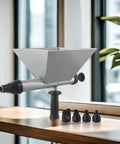 Heavy Duty Mortar Sprayer Electric Drill Attachment For Stucco Plastering Concrete visible with four black nozzles on wooden surface.