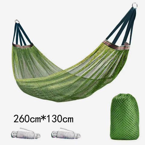 Breathable Mesh Camping Hammock With Ropes And Carry Bag For Outdoor Chill Super Comfy And Airy For All Day Relaxation Extra Large 260x130 cm Army Green