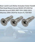 Three Pack Door Latch Lock Motor Actuator Outer Handle Kit With Flat Head Mount Screws M6x18.5mm Compatible With Honda Accord