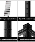 5 Tier Heavy Duty Garage Shelving Unit With 5 Thousand Lbs Capacity Adjustable Steel Shelves For Garage Basement Workshop 62 Inch Wide By 24 Inch Deep By 72 Inch High Rugged Industrial Metal Storage System For Bulky Gear, double-layer steel support