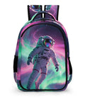 Galactic Swirl Spaceman Printed Dope Unisex Backpack with spaceman design, large capacity, durable polyester material.