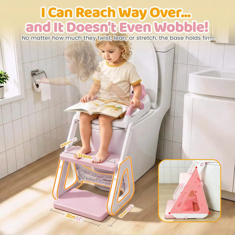 Adaptive Toddler Potty Training Seat With Built In Step Stool Ladder Featuring Full Height Customization Plus Extra Tough Anti Slip Platform For Standard Or Wide Toilets Totally Tight Setup For Tiny Trailblazers