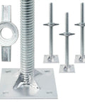 Heavy Duty Adjustable Leveling Jacks With Reinforced Galvanized Steel Base Plate For Rv Trailers And Travel Trailers built for stability on uneven ground.