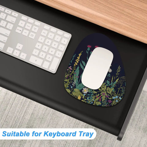 Small Mouse Pad 6 x 7 Inch Irregular Mini Pad With Non Slip Rubber Base Waterproof Compact Mouse Mat For Laptop Midnight Flowers