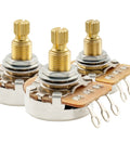 Pro HD A250Kx2 and B250K Potentiometer Set for ST PB JB Style Guitars and Basses, Brass Shaft, 9.5mm Split Shaft, M8 Thread