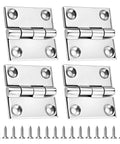 Pyntrax stainless steel square hinges, 2x2 in, marine-grade 316, includes screws, set of four
