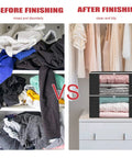 Before and after using Set Of 8 Foldable Closet Storage Bags With Zippers And Clear Window, 36L for tidy closet organization