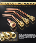 Acetylene Welding And Cutting Torch Kit For Home Garage Projects copper and brass nozzles on black background