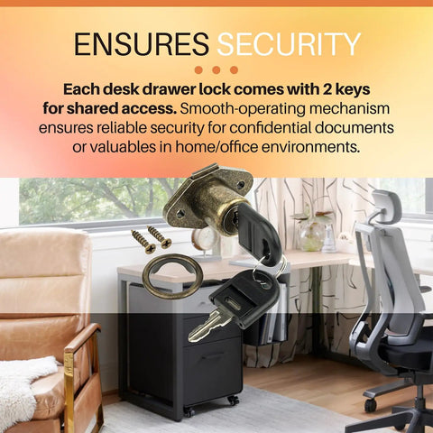 Heavy Duty Desk Drawer Lock With Key keeps filing cabinets locked up tight featuring zinc alloy material and dual keys.
