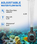 Ultra Quiet Submersible Water Pump 400GPH 1500L/H 25W With Overheat Protection 6.5Ft Lift Adjustable Flow For Pond Aquarium