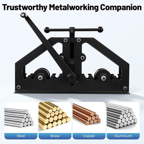 GQWQNIO TR-60 Steel Tube Roller Bender, 45# Manual Adjustable Bending Machine for round metal pipes and rods.