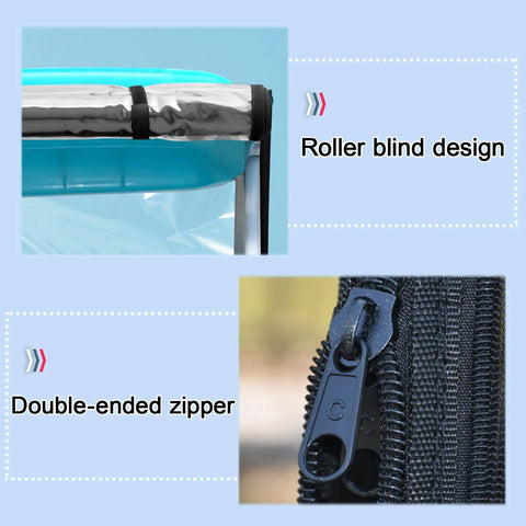 Three-Wheeled Electric Tricycle Cover With Transparent Rain Curtain For Outdoor Riding And Cargo Haul Weatherproof Shield With Reflective Strips For Safer Night Visibility Easy Fit On Electric Powered Trikes roller blind design and double-ended zipper