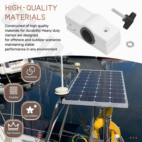 4 Pack Removable Rail Mount Clamps 327199-1 Compatible With Round Tubing For Marine Rails shown with solar mount