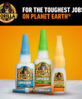 Rock Solid Super Glue Gel No Drip Formula For Precision Repairs And Vertical Fixes Quick Setting Anti Clog Bottle Clear Adhesive Heavy Duty Bonding Pack Of Two with various Gorilla glue tubes.