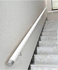 No-Nonsense Non-Slip PVC Handrail For Front Steps And Backyard Patios, Heavy Duty Wall Mount Banister installed on stairs.