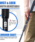 Twist-lock mechanism of retractable metal shaft golf chip club with durable ABS head, showing adjustable length for indoor outdoor practice.