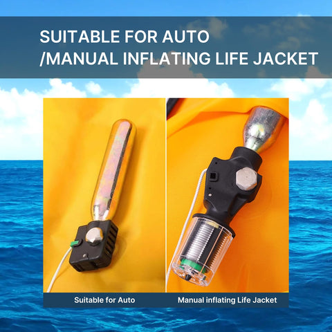 33 Gram CO2 Cartridge Rearming Kit For Inflatable Life Jackets With Half Inch Threaded Cylinders Rapid Inflation Compatible