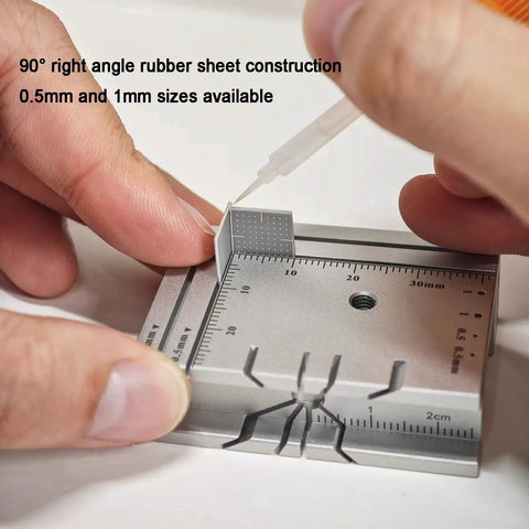 Mini Bench Vise Table Clamp for Model Making and Jewelry Crafting used for precise 0.5mm fitting on rubber sheet