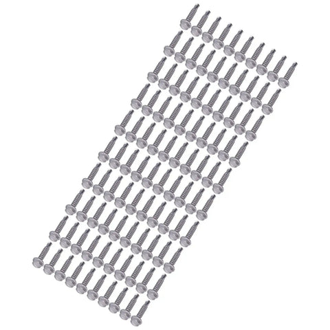 100 Pcs Self Tapping Stainless Steel Hex Washer Head Screws Kit With Self Drilling Point For Furniture And Mechanical Repair