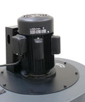 Close-up of the motor unit of a 2 HP 220V HEPA Cyclone Premium Beast Dust Collector With Quiet Swing Away Doors LED Drum Full Indicator Acoustic Foam Insulated Cabinet High Capacity Dust Collection For Hobbyist And Shop Use.