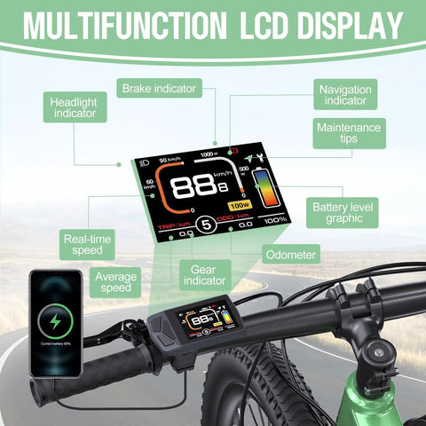 2.4 Inch TFT E-Bike Display for BAFANG CAN Bus Mid Motor EKD01 Screen With 5PIN Male Triangle Connector Plug-and-Play Ebike Conversion Kit Panel IPS