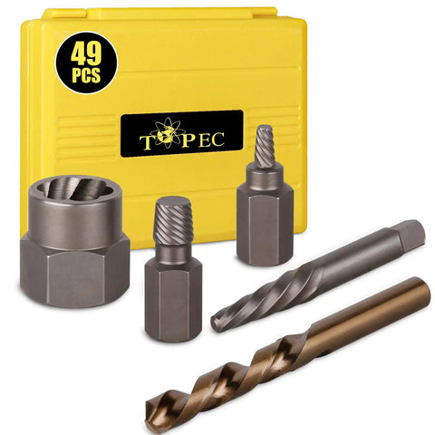 49 Piece Screw Extractor And Drill Bit Set For Removing Broken Studs Bolts Socket Screws And Fittings Includes Left Hand Cobalt