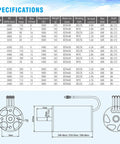 Specification chart and diagram for 2948 4800KV Brushless RC Boat Motor, 4-Pole With Water Cooling Jacket, Beast Torque And Lightning Fast Acceleration For 650-800mm Hulls, Durable Build, Easy Upgrade For Fast RC Speedboats.