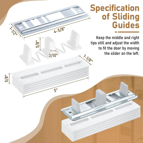 Two Pack Sliding Closet Door Floor Guides With Carpet Risers For An Adjustable Fit For Doors From 3/4 To 1 3/8 Inch Thick