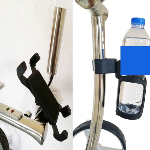 Compact Foldable Electric Golf Trolley With Dual Motors That Easily Crush 30 Degree Slopes display showing a drink holder.
