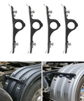 4 Piece Heavy Duty Fender Brackets Assembly Oem 8591005 Truck Hanger Mount Built For Freightliner Kenworth Peterbilt, shown from front and side angles.