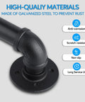 Close-up of Pipe Stair Handrail 3 Ft Heavy Duty Metal Rail Built To Last Indoor And Outdoor Use Wall Mount Safety Handle details
