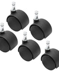 Five Pack 1.5 Inch Swivel Caster Wheels With M8 Circlip Stem 8mm By 20mm, Heavy Duty Nylon Replacement For Furniture Tables Cabinets