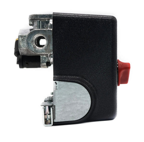 Side view of Replacement Air Compressor Pressure Switch CW218900AV 160 to 200 PSI One Quarter Inch NPT Four Port Manifold Auto Off