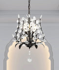 Oil Rubbed Bronze 12 Inch 3 Light Dope Bohemian Pendant Light With Vintage LED Branch Ceiling Fixture adorned with crystals