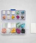 Mohs Hardness Test Kit With Ten Rocks And Unglazed Porcelain Streak Plate For Easy Mineral Testing And Rock Identification Complete Geology Kit For Students And Hobbyists, open case