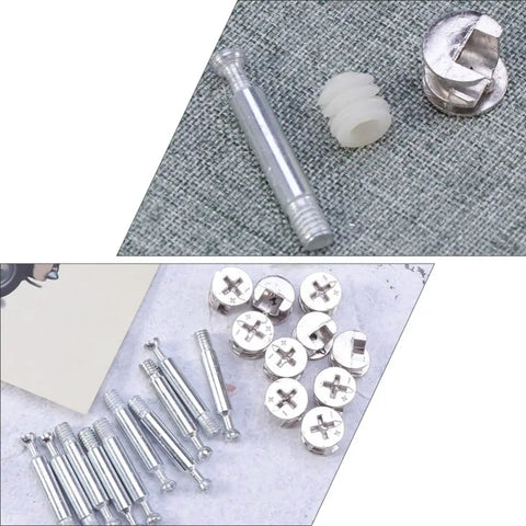 24 Sets Cam Lock Furniture Fasteners For Quick Cabinet Assembly Iron And Plastic Connectors With Bolts Nuts Dowels