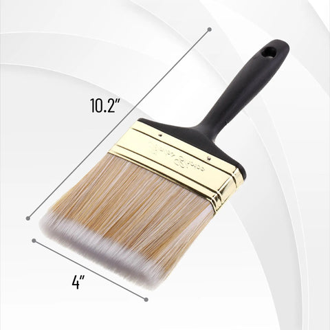 Workhorse Deck Stain Brush Set For Wood Projects 4 Pack 4 Inch Wide Soft Tip Brush with Brass Ferrule and Ergonomic Handle