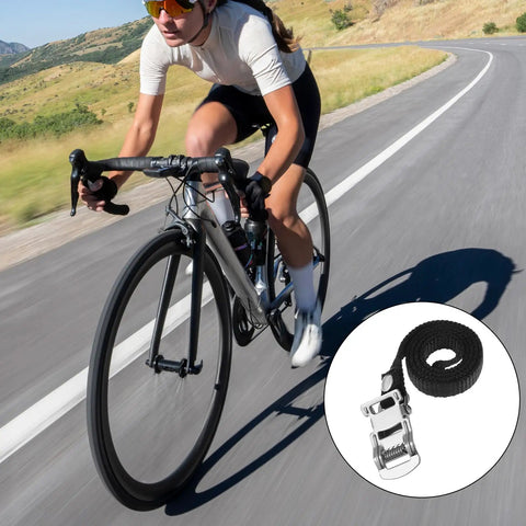 Cyclist using 2 Pair Bike Pedal Straps For Universal Replacement Foot Pedal Straps With Toe Clips For Outdoor Cycling