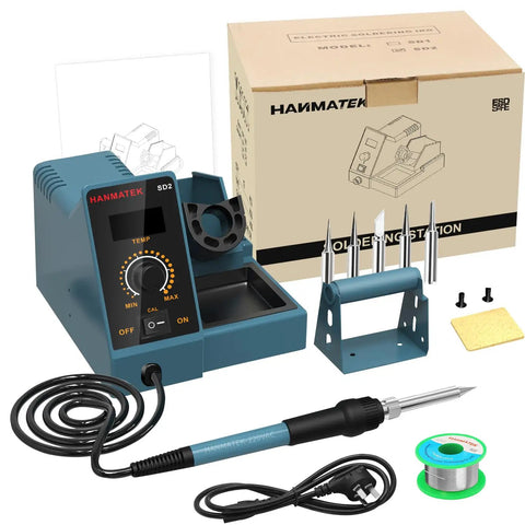 Digital Display Soldering Station Kit With Five Extra Iron Tips, Temperature Adjustable From 392 To 896 Fahrenheit, kit components shown