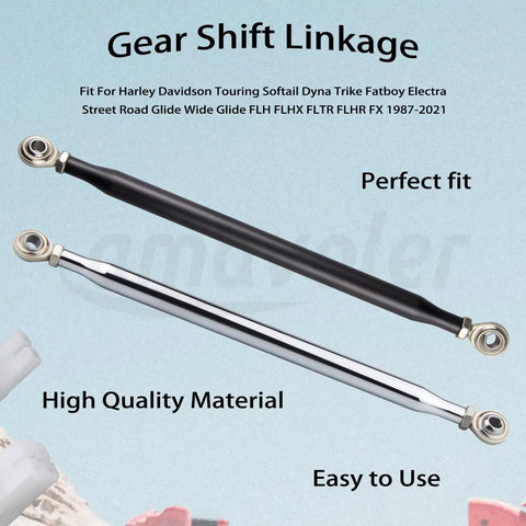 Beefy Pro Grade Billet Aluminum Gear Shift Linkage For Touring Motorcycles 1987-2021 Compatible With Softail Dyna Electra Glide Road Glide Street Glide Road King Trike Fatboy Wide Glide Black, black shift rod