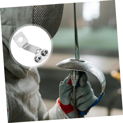 Fencer holding sword with Pro Fencing Epee Socket Replacement For Safer Training Easy Install Durable Metal Socket Adapter inset