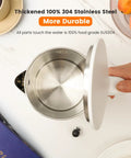 Top view of Electric Kettle Stainless Steel 1 Liter 1200W Quick Boil With Double Wall Cool Touch Design Auto Shut Off BPA Free