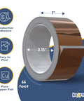 Dope Copper Tape 1 Inch By 66 Ft Conductive Adhesive Foil roll showing conductive adhesive and pure copper foil.